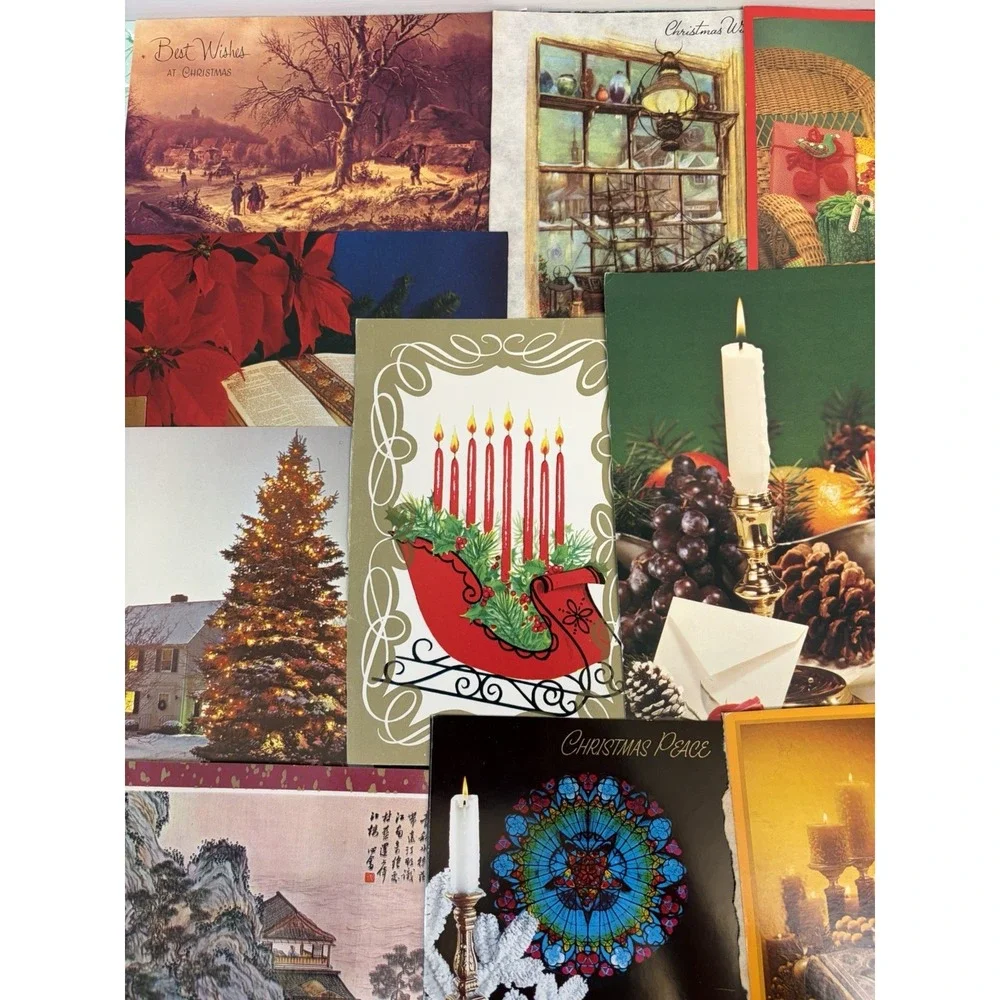 Vintage Christmas Cards Fronts ONLY Traditional Scrapbooking Decoupage Lot 50+